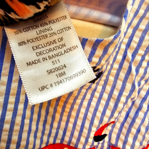 Striped Baby Dress with Red Accents With Matching Bloomers. 18 Months - Picture 7 of 7